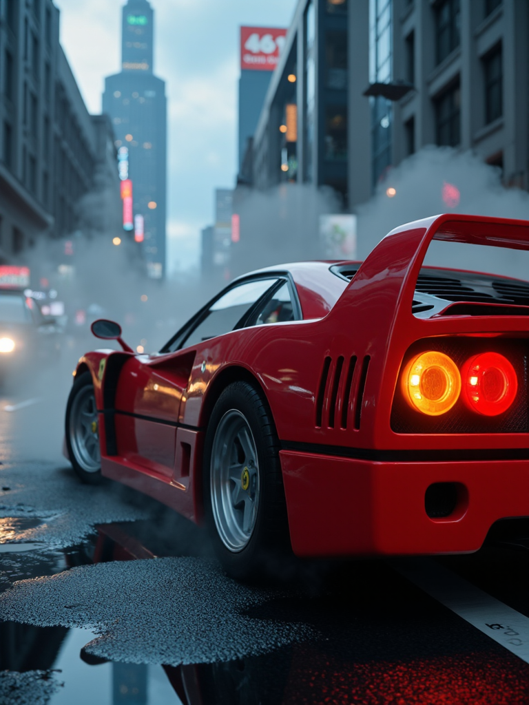 AI generated: FLUX prompt: A hyperrealistic, cinematic shot of a Ferrari F40 ... (FLUX - Photography)