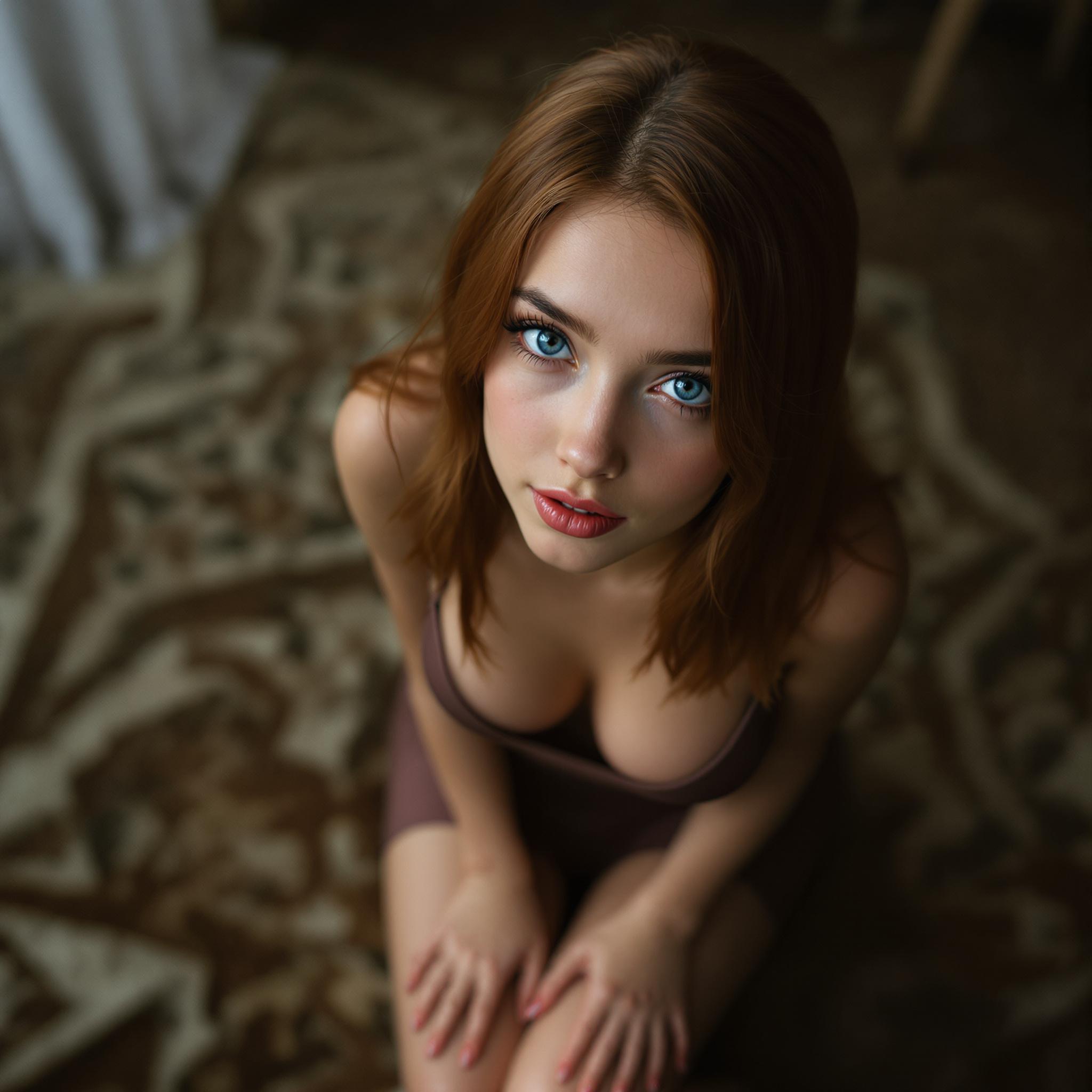 AI generated: FLUX prompt: Shot from above, 20 years old girl, [slim girl, sl... (FLUX - Portraits)