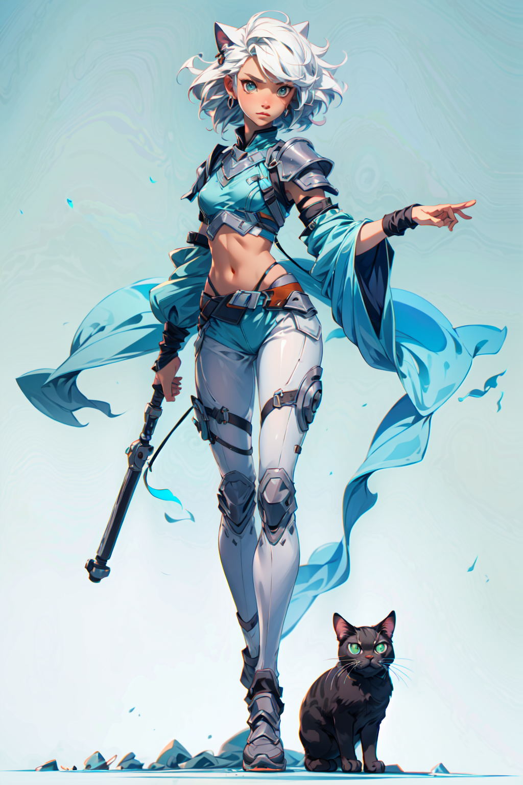 صورة مولدة بالذكاء الاصطناعي: Stable Diffusion prompt: (full body), intricate azure armor, detailed gorge... (نموذج Stable Diffusion - فن مفاهيمي)