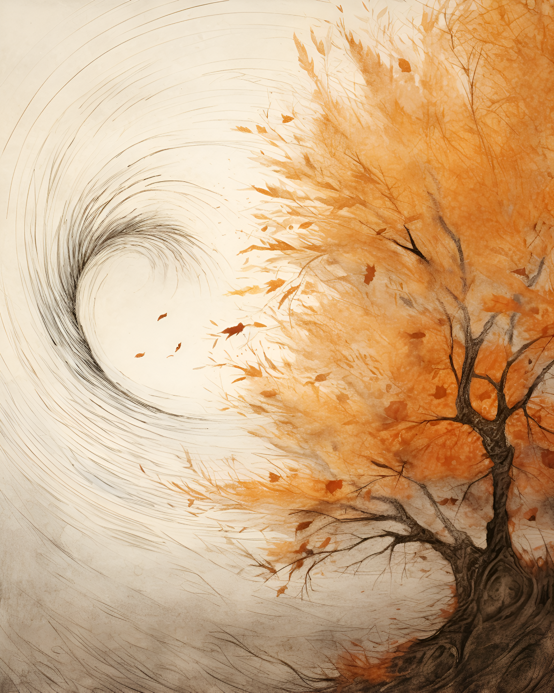 صورة مولدة بالذكاء الاصطناعي: Midjourney prompt: Illustration of autumn, Proportion, Vortex backgro... (نموذج Midjourney - مناظر طبيعية)