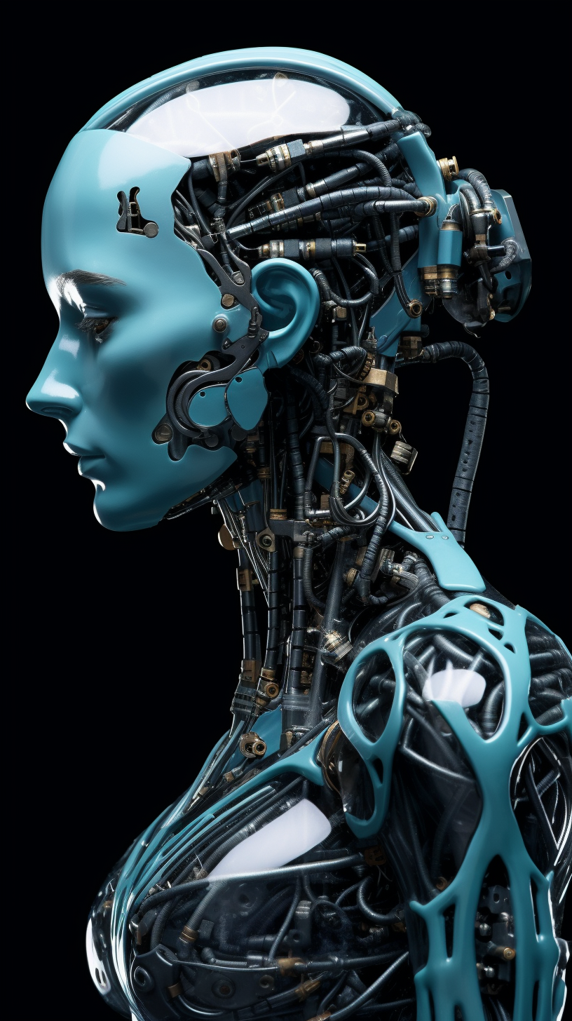 Midjourney prompt: the face of a humanlike android, in the style of x... - Midjourney