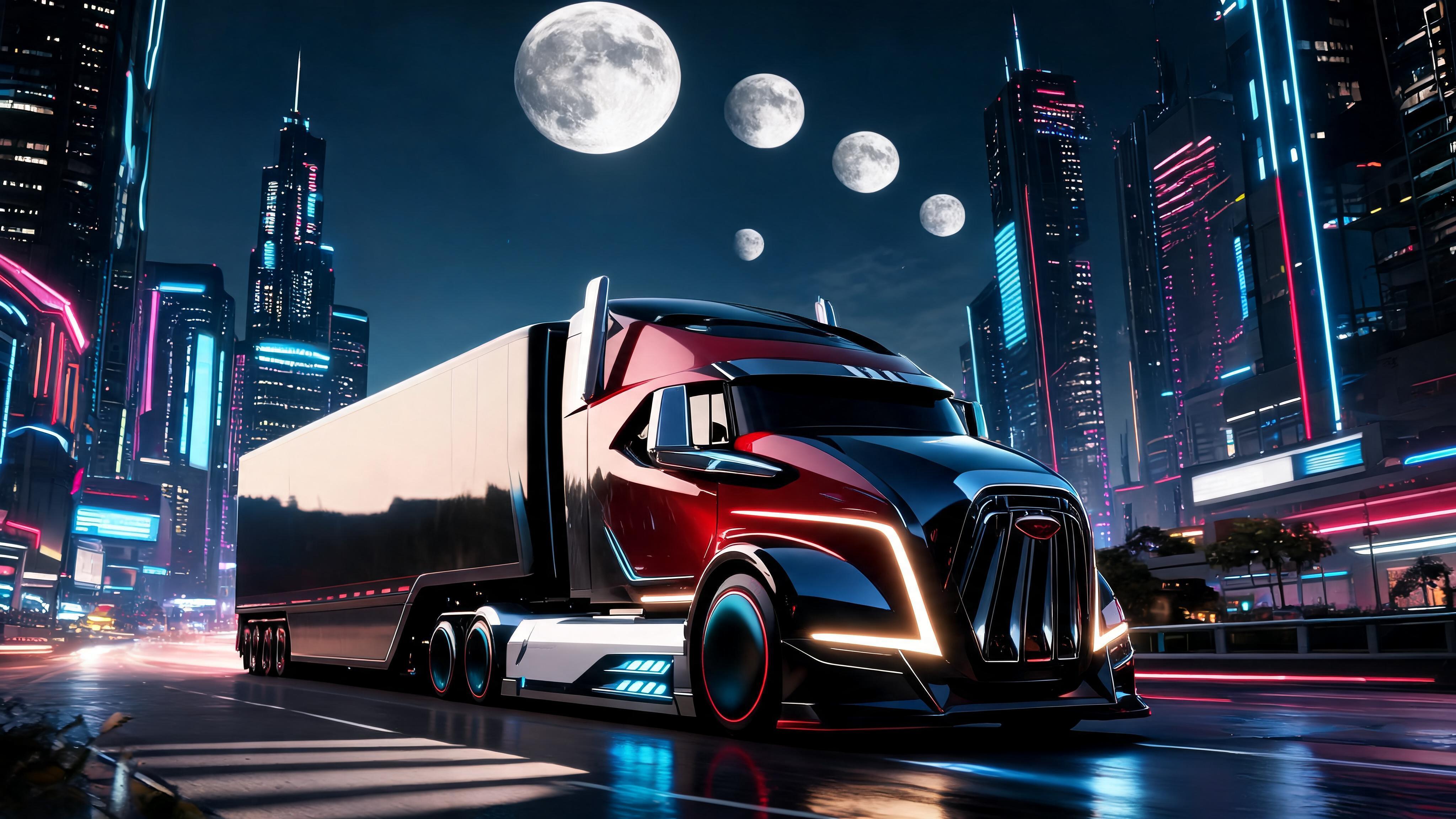 صورة مولدة بالذكاء الاصطناعي: Seedream 5 prompt: Create a futuristic semi-truck by combining featur... (نموذج Seedream 5 - فن مفاهيمي)