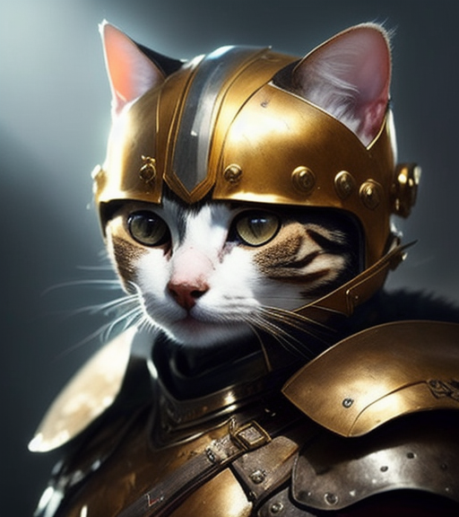 Stable Diffusion prompt: An anthropomorphic cat warrior w...