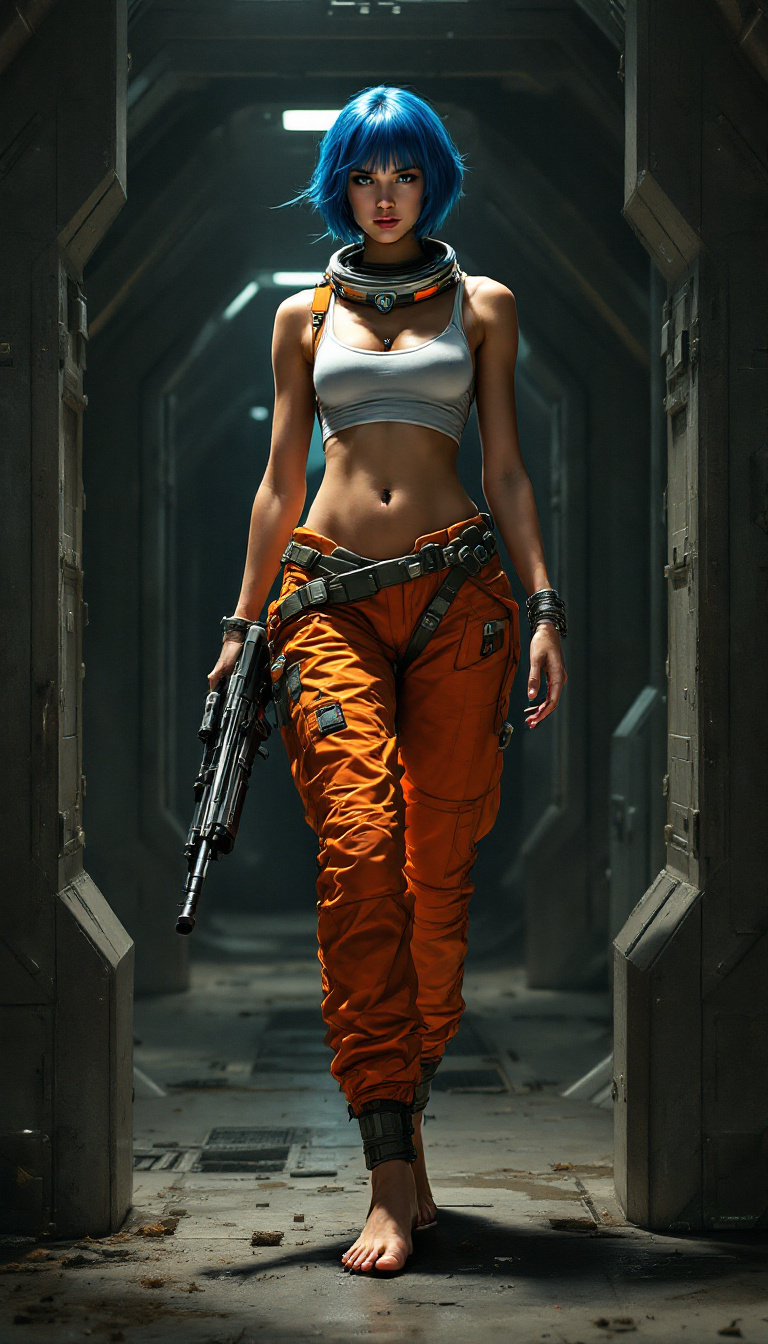 FLUX prompt: astronaut woman, barefoot with perfect foot perfec... - FLUX