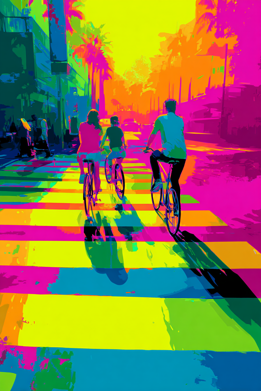 AI generated: Midjourney prompt: colorful neon vector illustration, bold, flat, tex... (Midjourney - Concept Art)