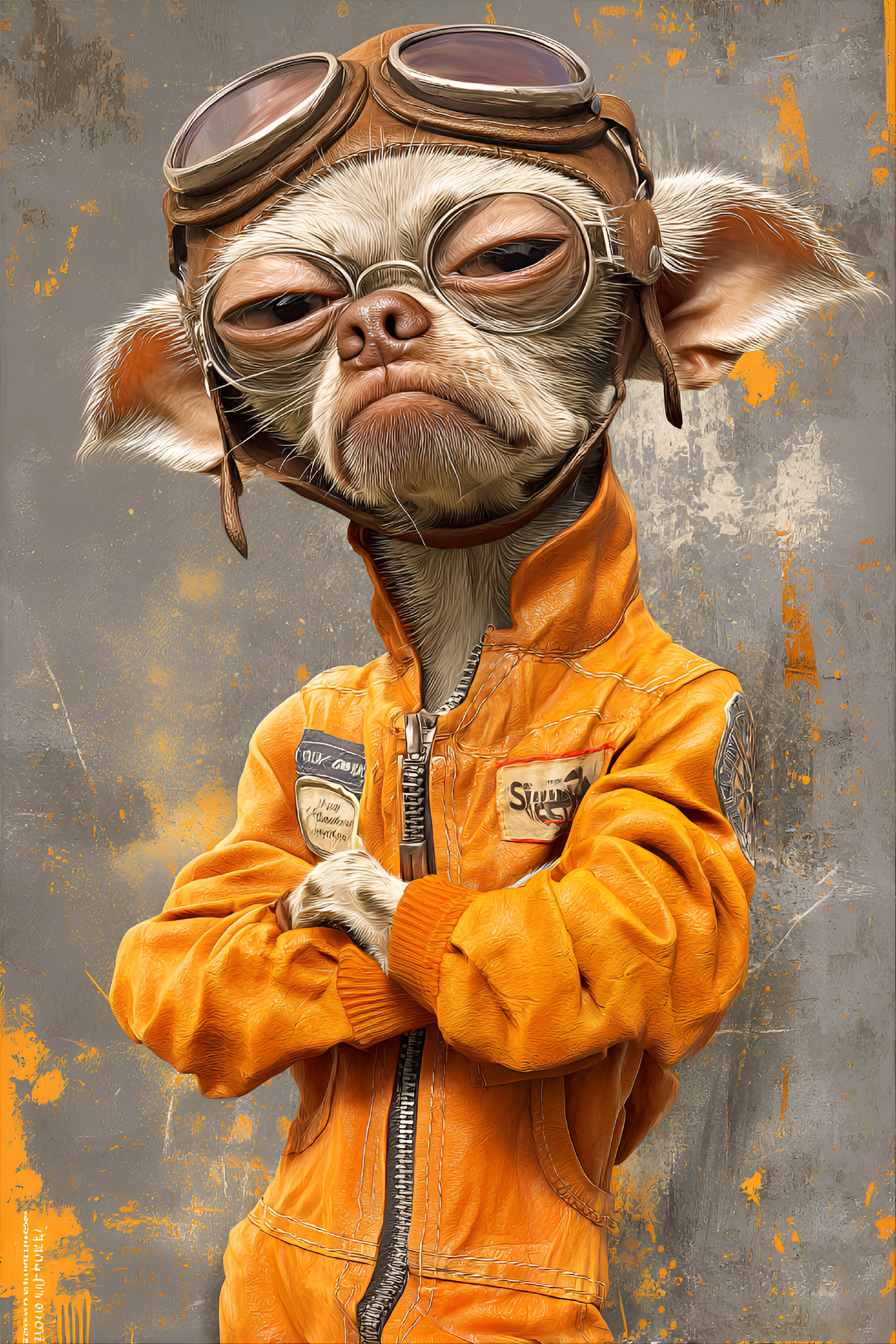 صورة مولدة بالذكاء الاصطناعي: Midjourney prompt: funny caricature, tough chihuahua character, male,... (نموذج Midjourney - فن مفاهيمي)