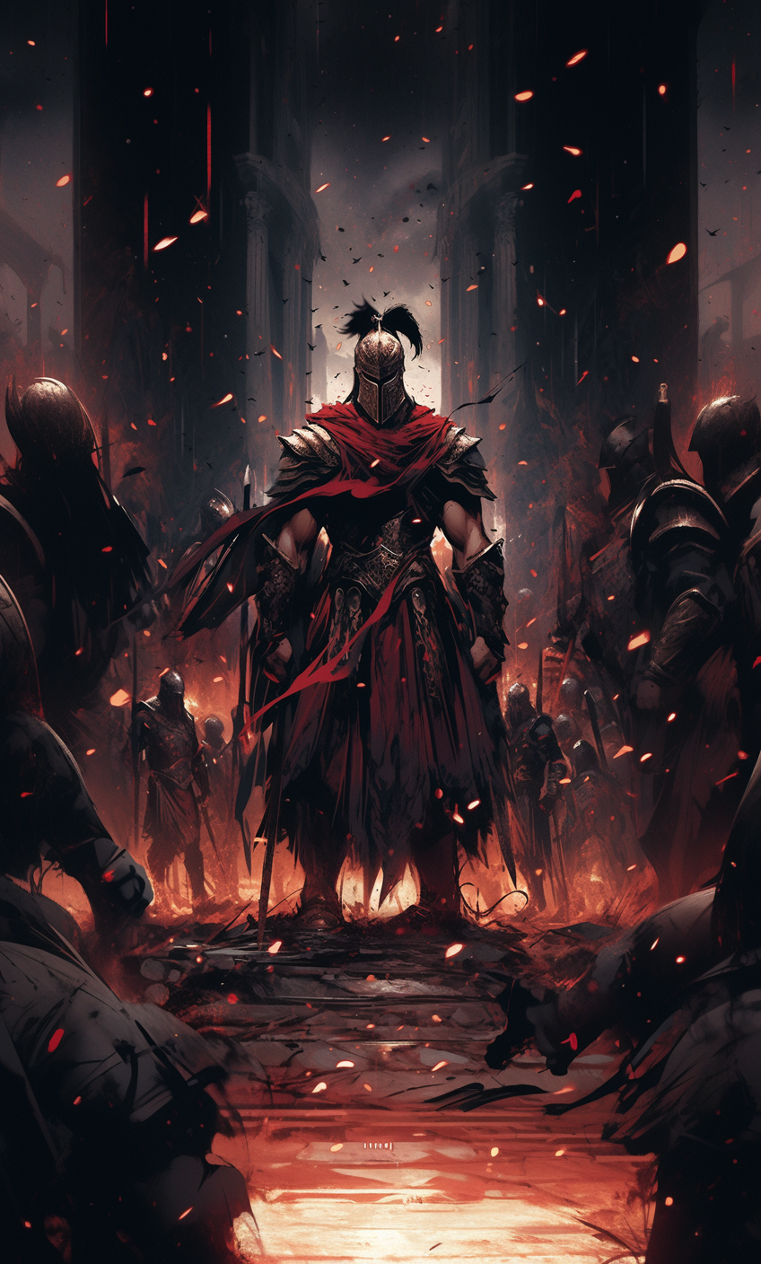 AI generated: Midjourney prompt: Leonidas 1 the king of Sparta, a great warrior, st... (Midjourney - Anime)