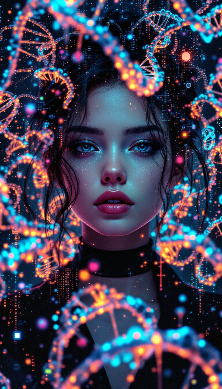 FLUX prompt: Portrait of a futuristic cyberpunk bio-engineer, c... - FLUX