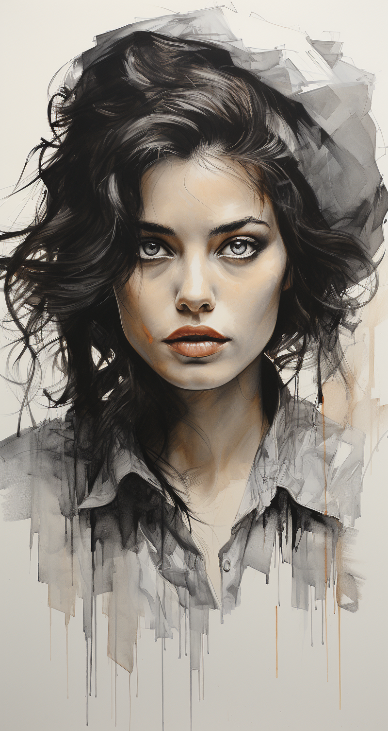 AI generated: Midjourney prompt: drawing of a beautiful woman in a portrait sketchb... (Midjourney - Portraits)