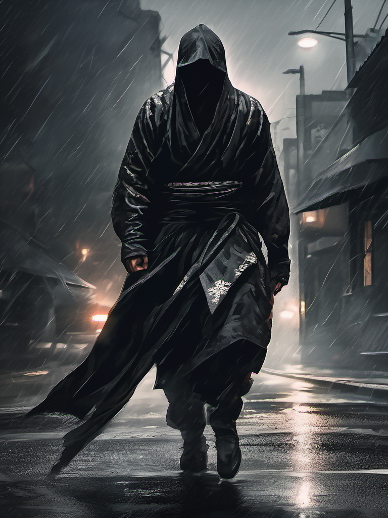 AI generated: Stable Diffusion prompt: close up of a badass ninja, wearing a big long fl... (Stable Diffusion - Concept Art)