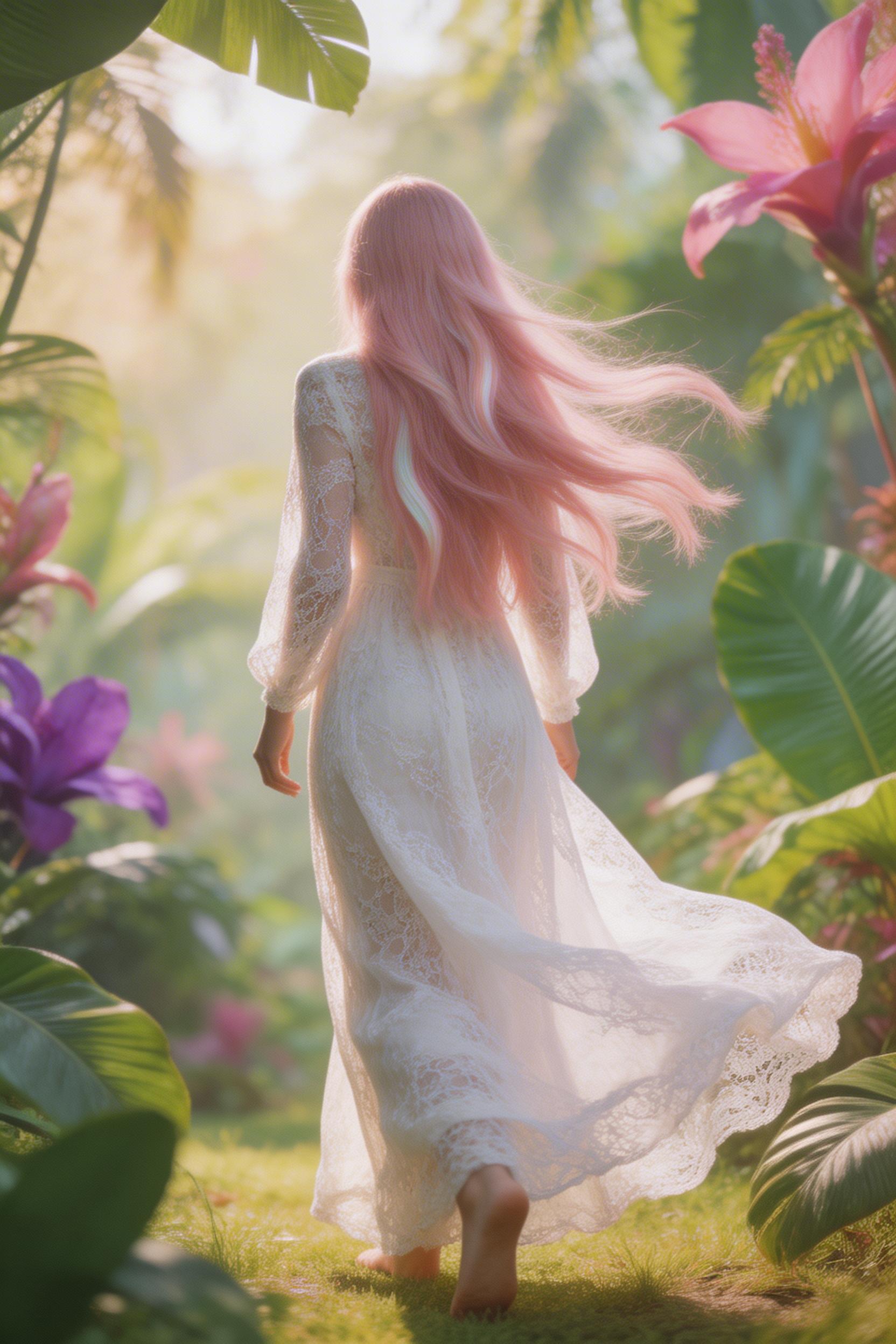AI generated: Seedream 5 prompt: a girl with long thick pink light pink hair with s... (Seedream 5 - Portraits)