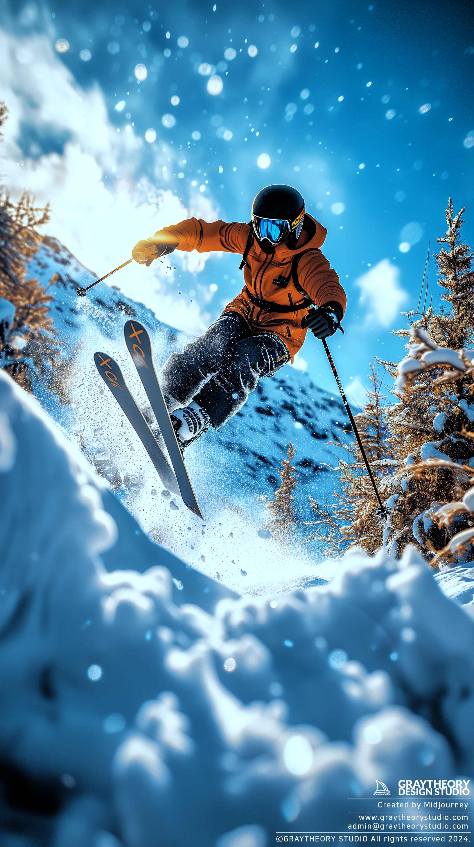 AI generated: Midjourney prompt: dynamic shooting, in apls, freestyle skier, amazin... (Midjourney - Photography)