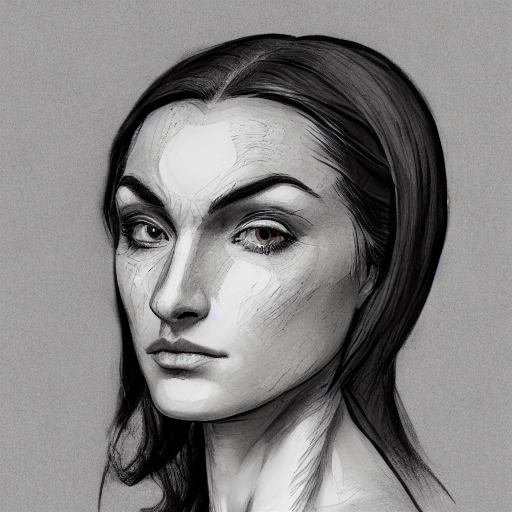 Stable Diffusion prompt: drawing of a woman, in the style...