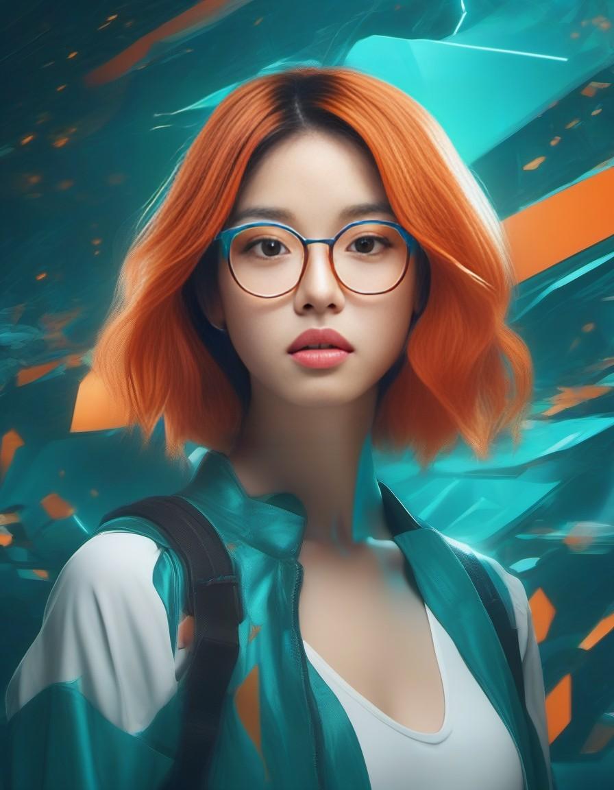 صورة مولدة بالذكاء الاصطناعي: Midjourney prompt: a girl with orange hair dressed in glasses, in the... (نموذج Midjourney - صور شخصية)