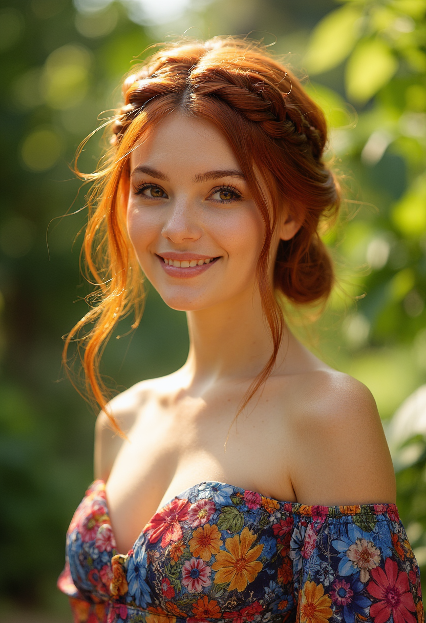 FLUX prompt: A stunning young woman stands poised in a lush nat... - FLUX