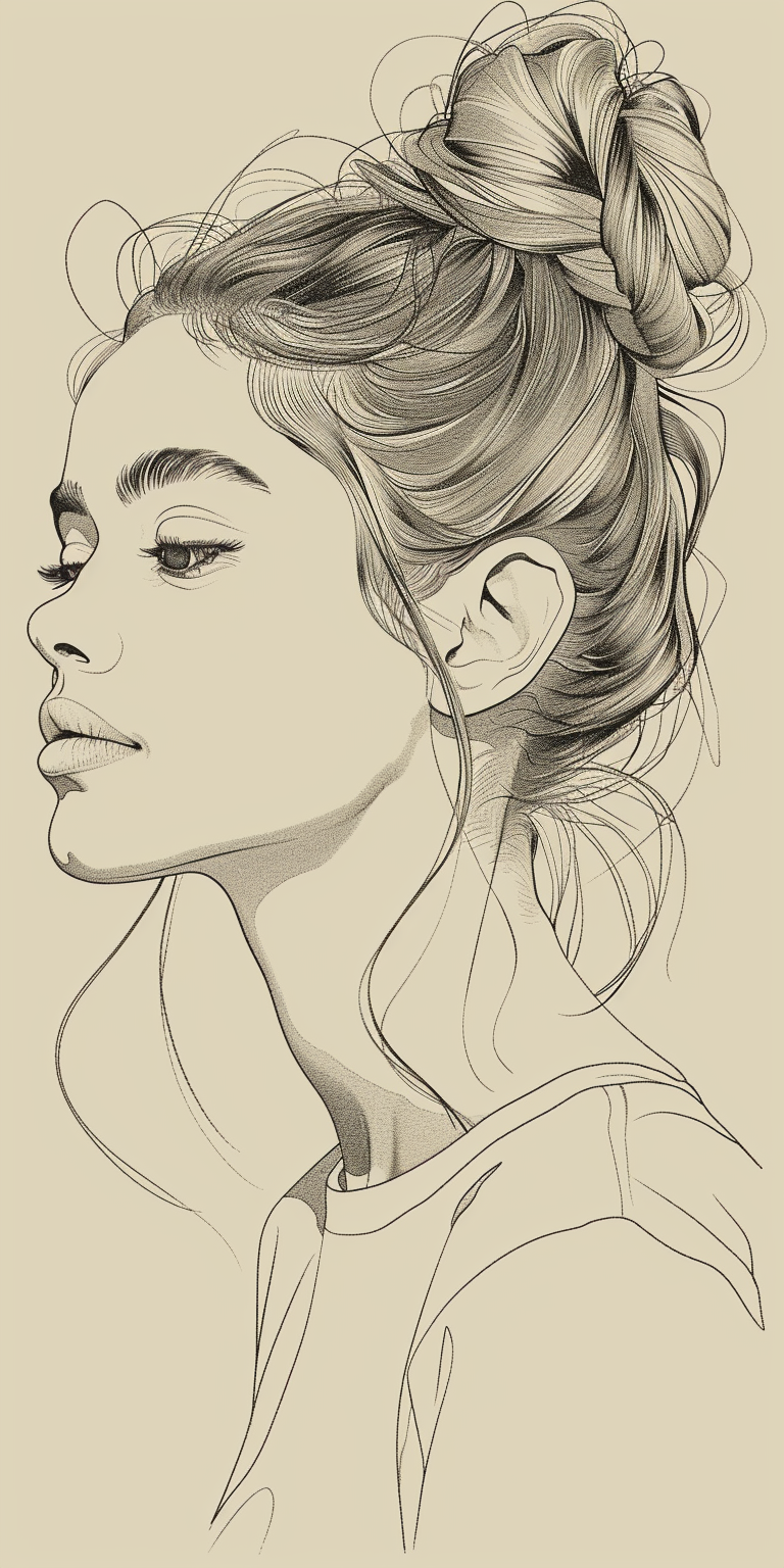 AI generated: Midjourney prompt: A minimalist sketch of a woman, delicate, very bas... (Midjourney - Portraits)