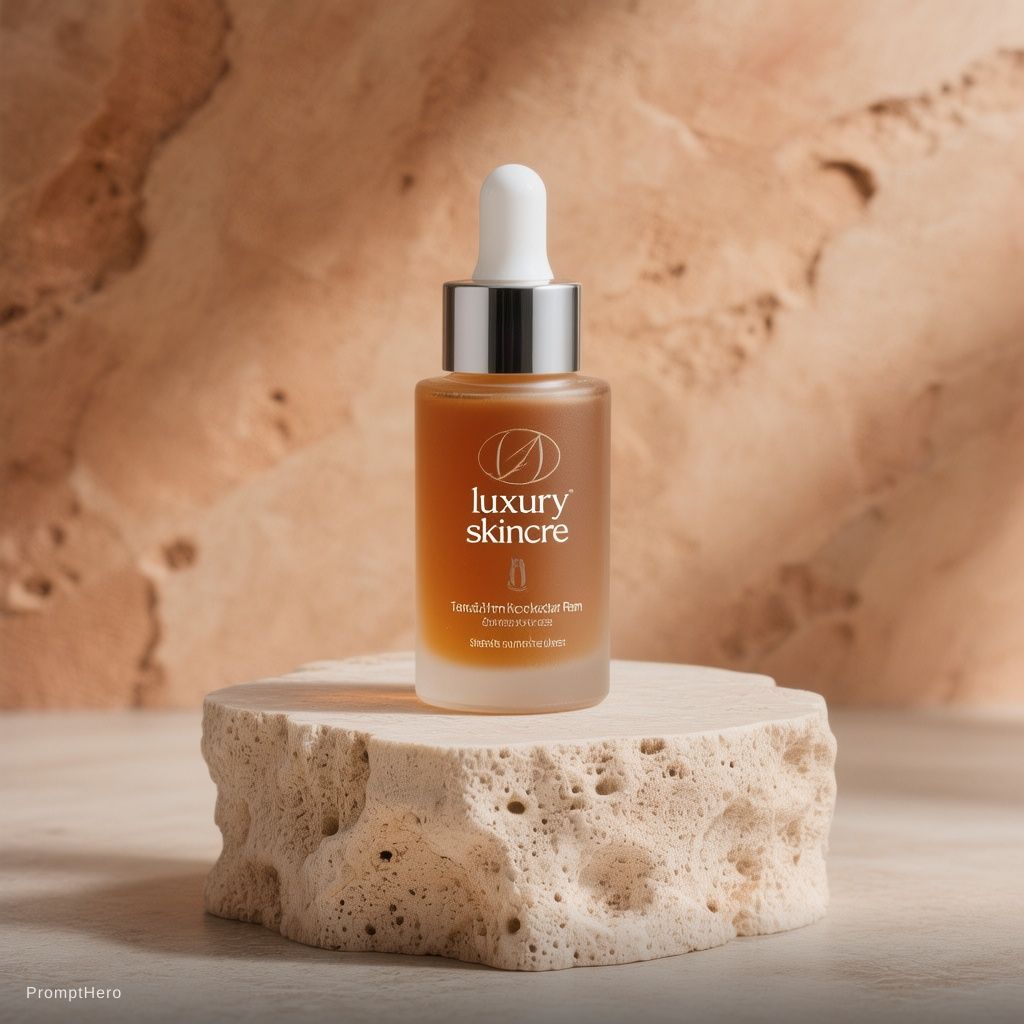 stone tray skincare bottles soft daylight editorial still life