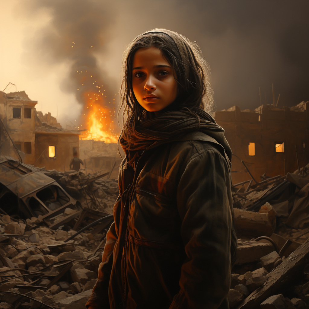 Midjourney prompt: A realistic image of a palestinian young girl, 13 ... - Midjourney