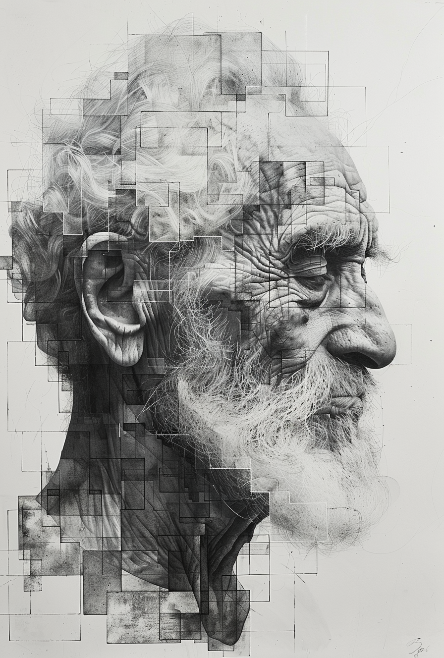AI generated: Midjourney prompt: the head and shoulders of an elderly man with a be... (Midjourney - Portraits)