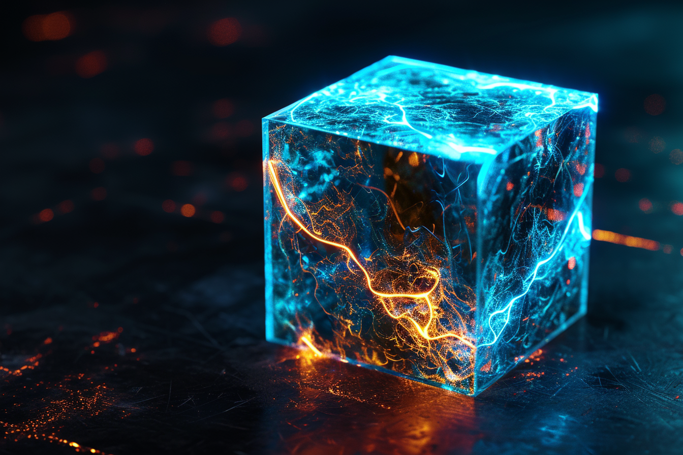 صورة مولدة بالذكاء الاصطناعي: Midjourney prompt: Fractal Cube, Bioluminecent lines, itricate lighti... (نموذج Midjourney - تصوير فوتوغرافي)