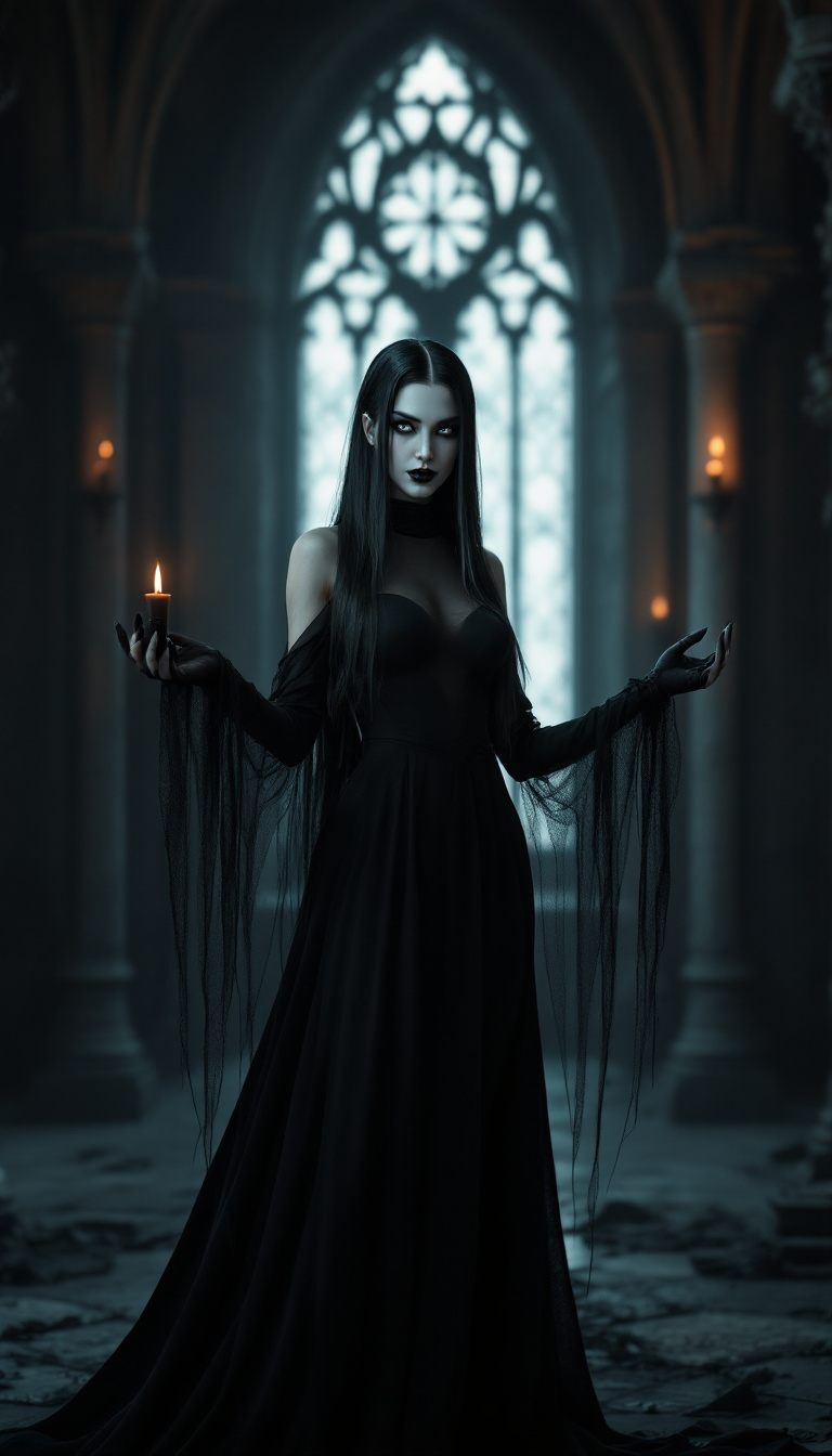 صورة مولدة بالذكاء الاصطناعي: FLUX prompt: female vampire, She has two cute sharp fangs (vamp... (نموذج FLUX - فن ثلاثي الأبعاد)