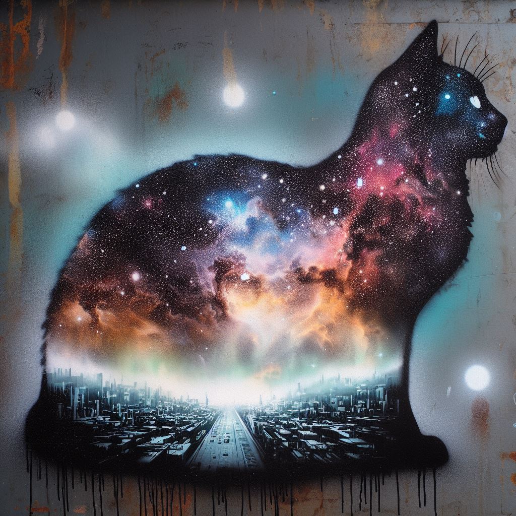 AI generated: Spray Painted Space Cate (DALL·E - Photography)