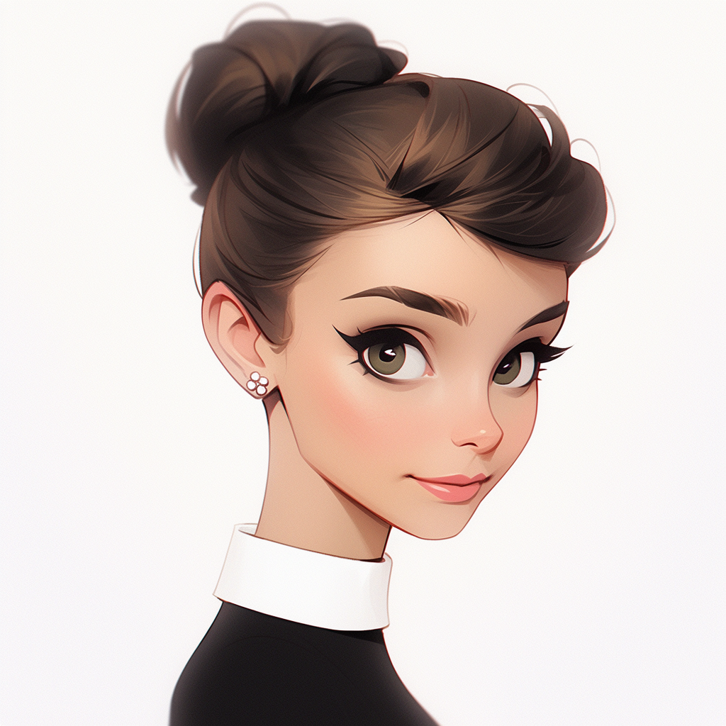 AI generated: Midjourney prompt: Audrey Hepburn caricature --niji 5 (Midjourney - Portraits)