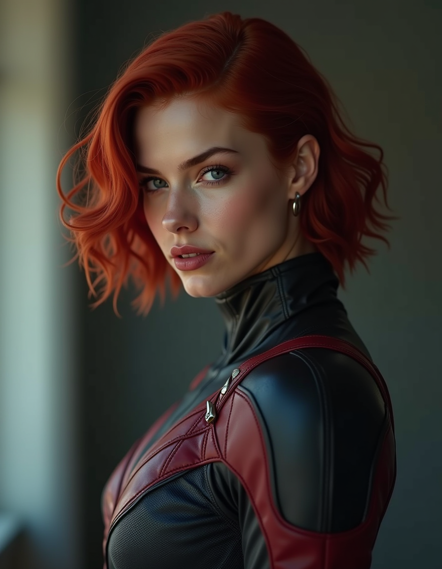 FLUX prompt: jean grey, young female, x-men, full body shot, lo... - FLUX