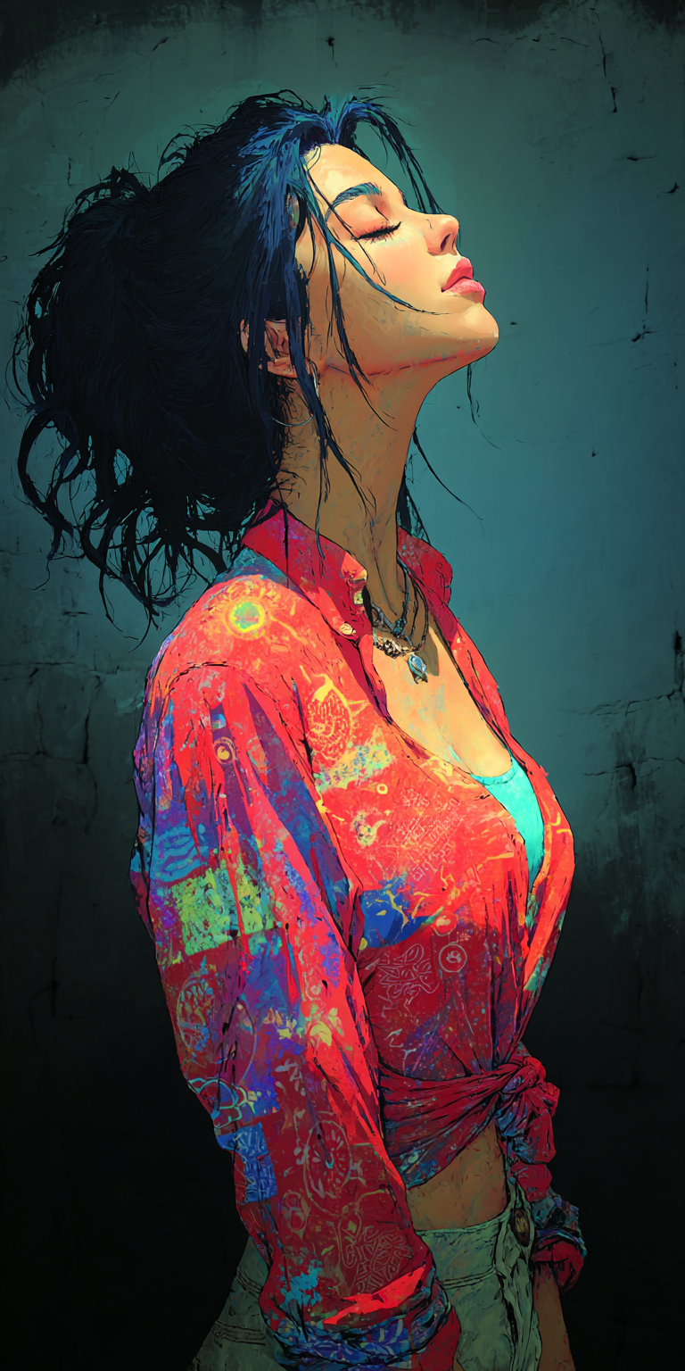 AI generated: Midjourney prompt: watercolor illustrations of a woman, high-contrast... (Midjourney - Portraits)