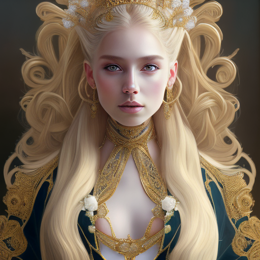 AI generated: Openjourney prompt: portrait of a humanoid princess with long blonde h... (Openjourney - Portraits)