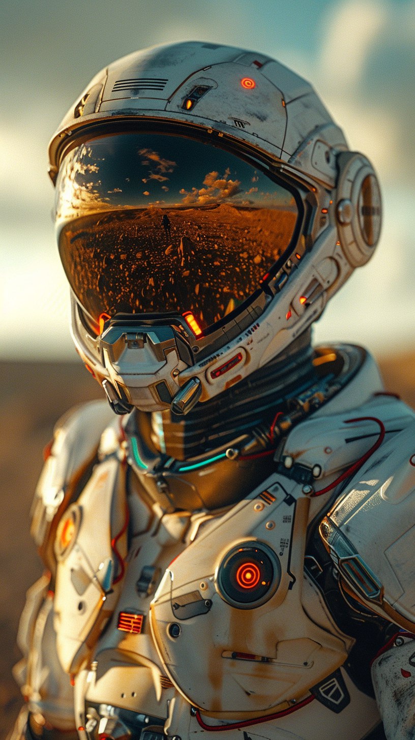Midjourney prompt: film photography of a robot driving a spaceship,me... - Midjourney