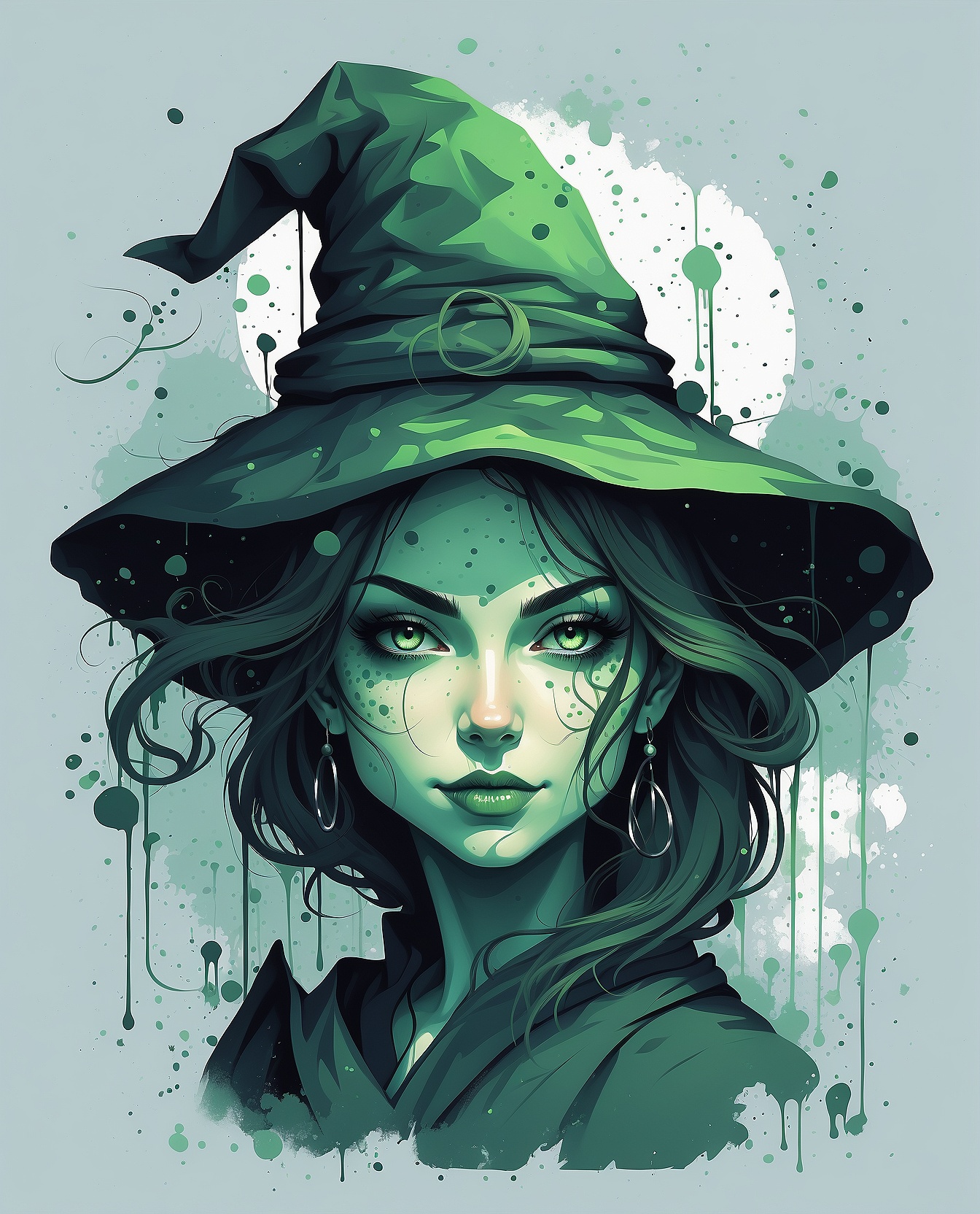 AI generated: Stable Diffusion prompt: 98. A detailed illustration face evil witch ,magic... (Stable Diffusion - Character Design)
