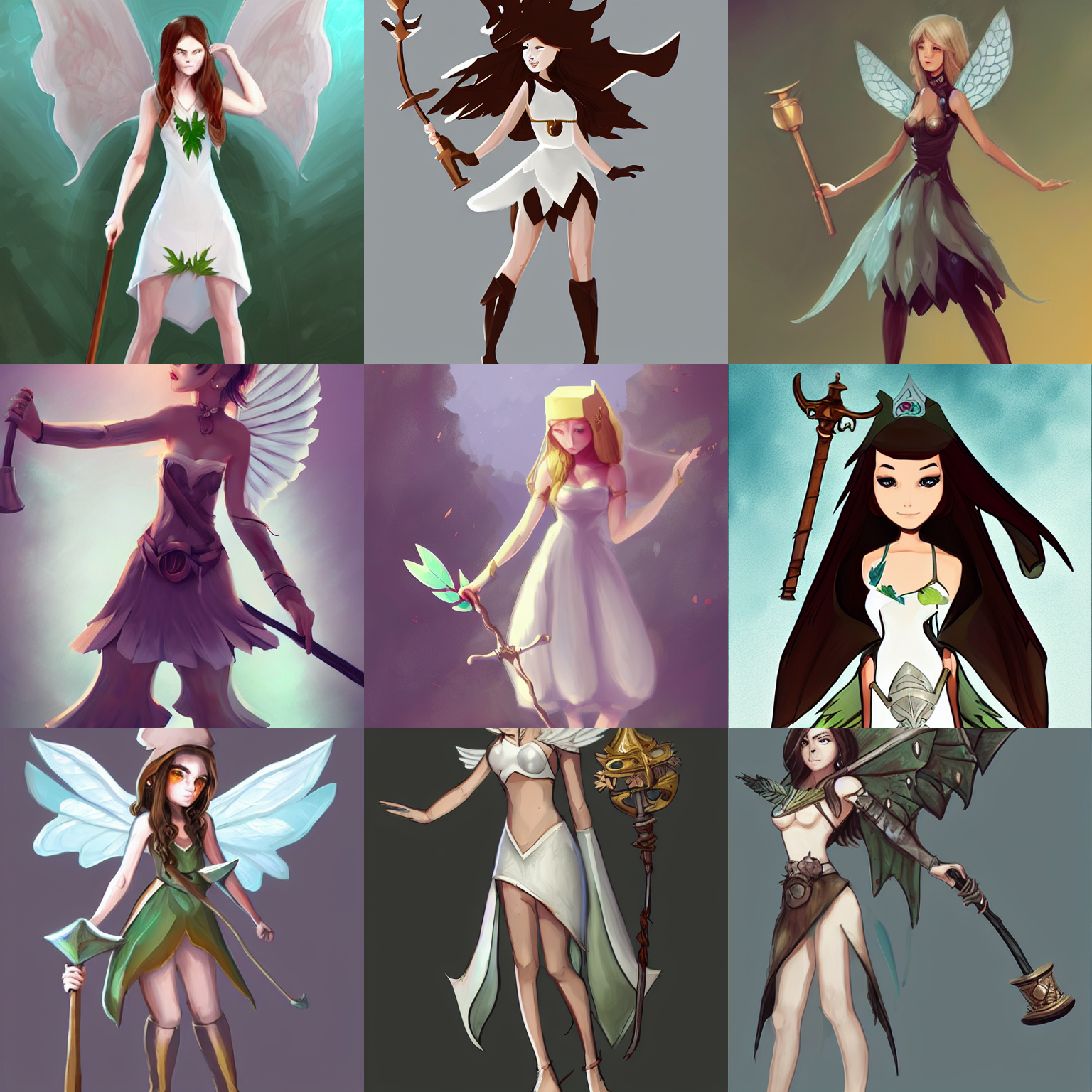 Stable Diffusion prompt: a cartoon girl with leaf wings h...