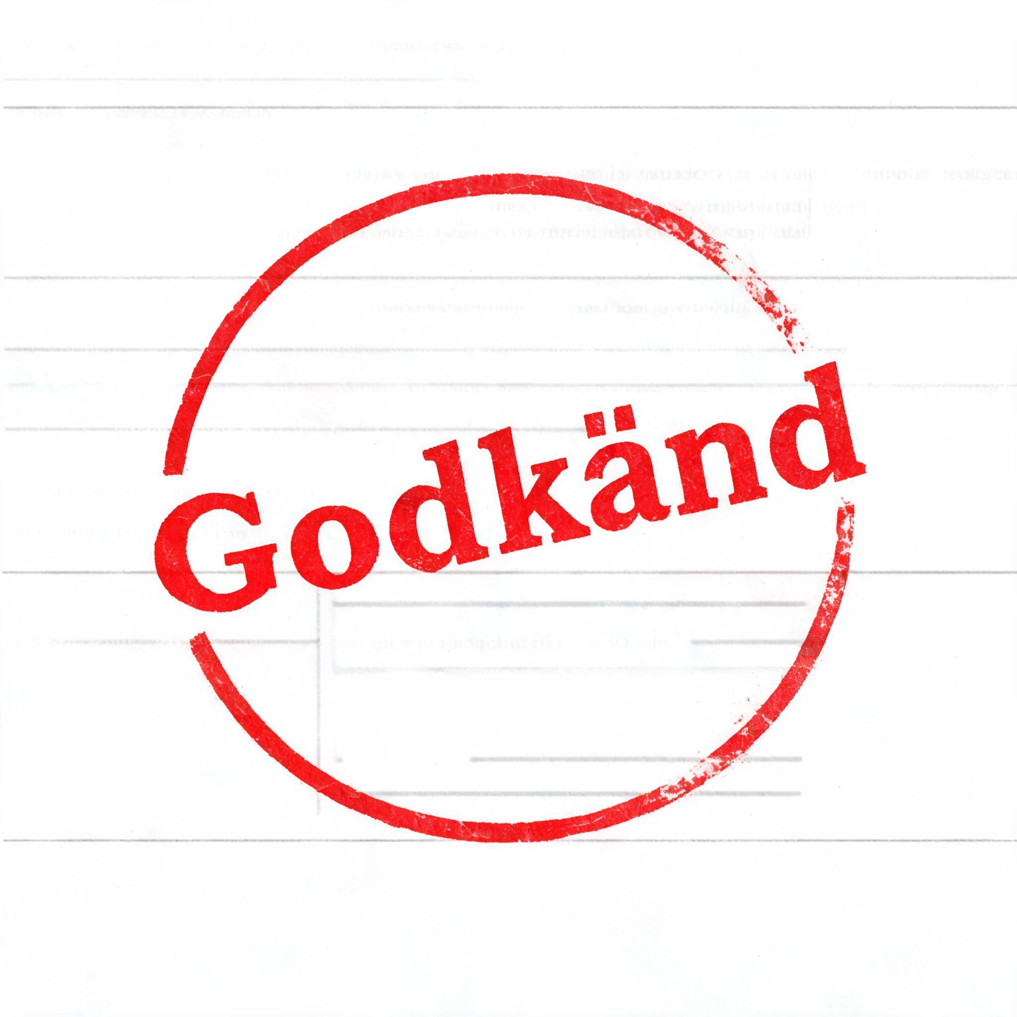 AI generated: Seedream 5 prompt: a rubber stamp with the text Godkänd stamped on a ... (Seedream 5 - Concept Art)