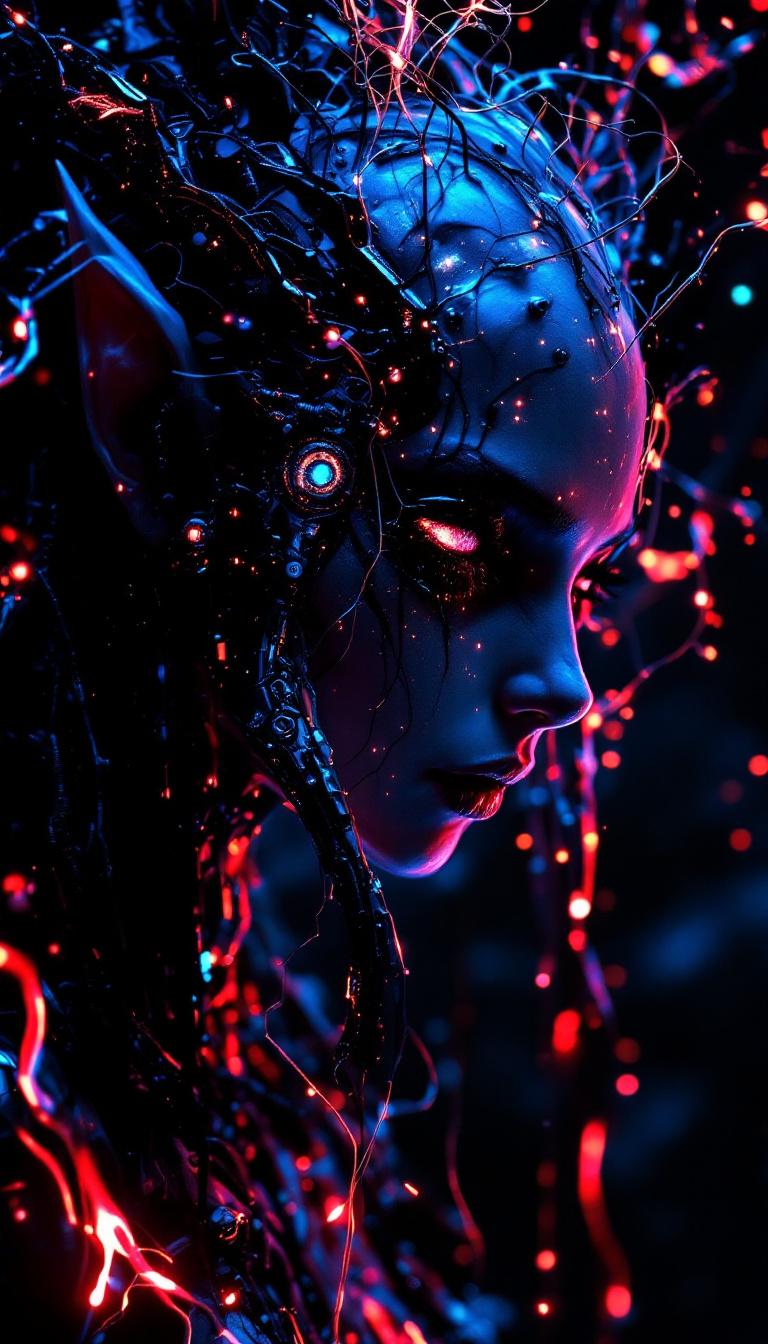 FLUX prompt: surreal black light poster of a intricate po...