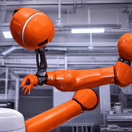 Stable Diffusion prompt: an orange robotic arm doing the ...