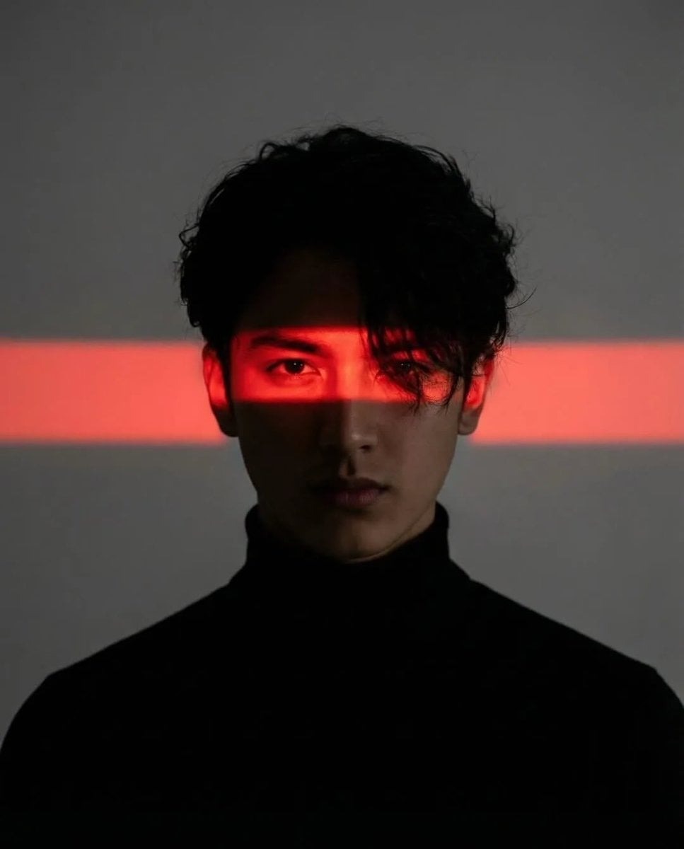 AI generated: FLUX prompt: Cinematic studio portrait of a young man with mess... (FLUX - Photography)