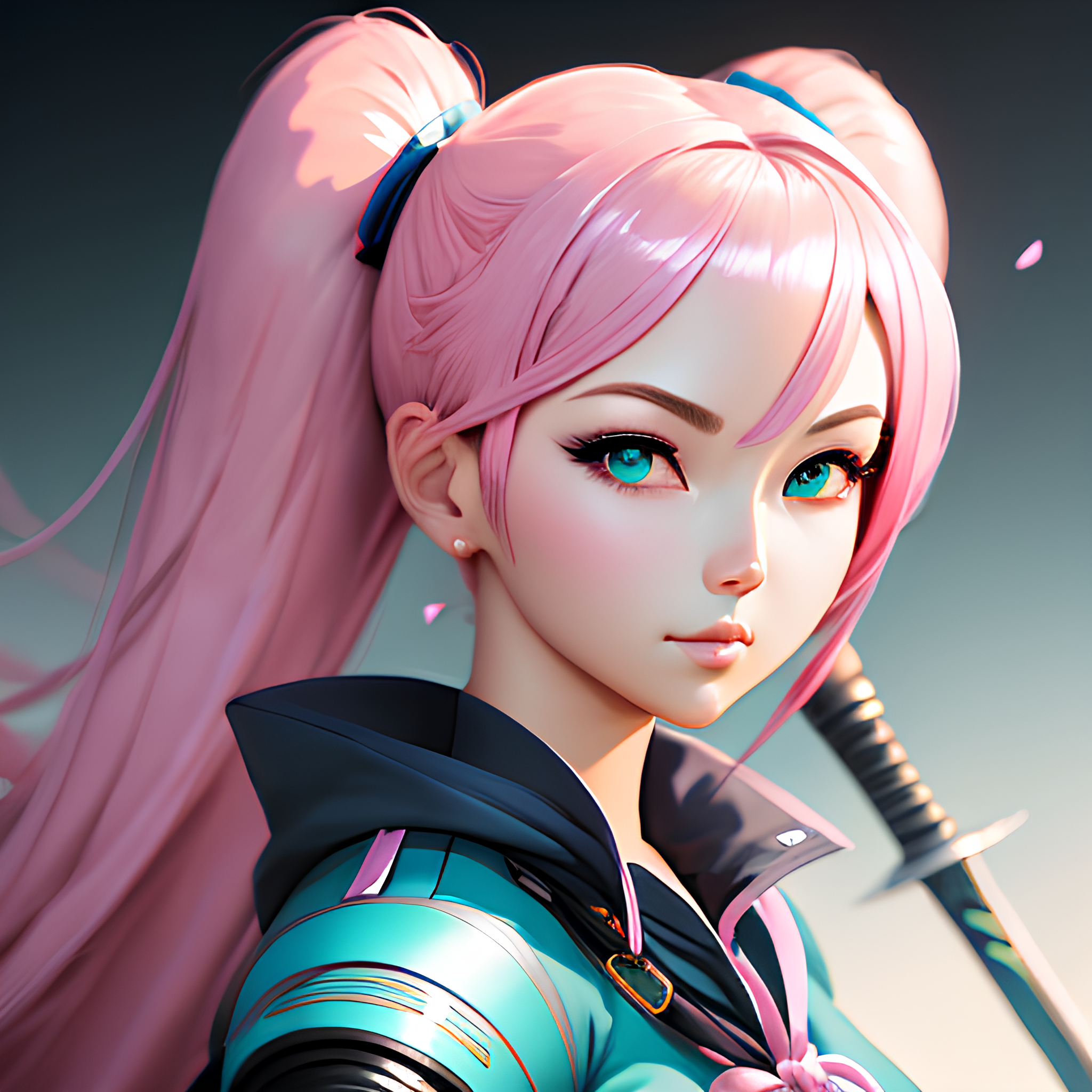 AI generated: Deliberate prompt: a drawing of a woman holding a sword, an anime dra... (Deliberate - Anime)