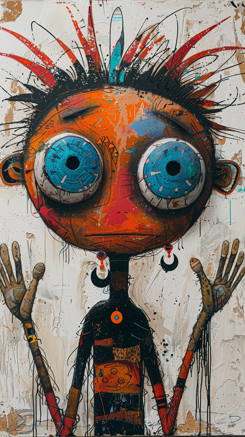 AI generated: Midjourney prompt: A painting in the style of Joan Miro depicting a c... (Midjourney - Concept Art)
