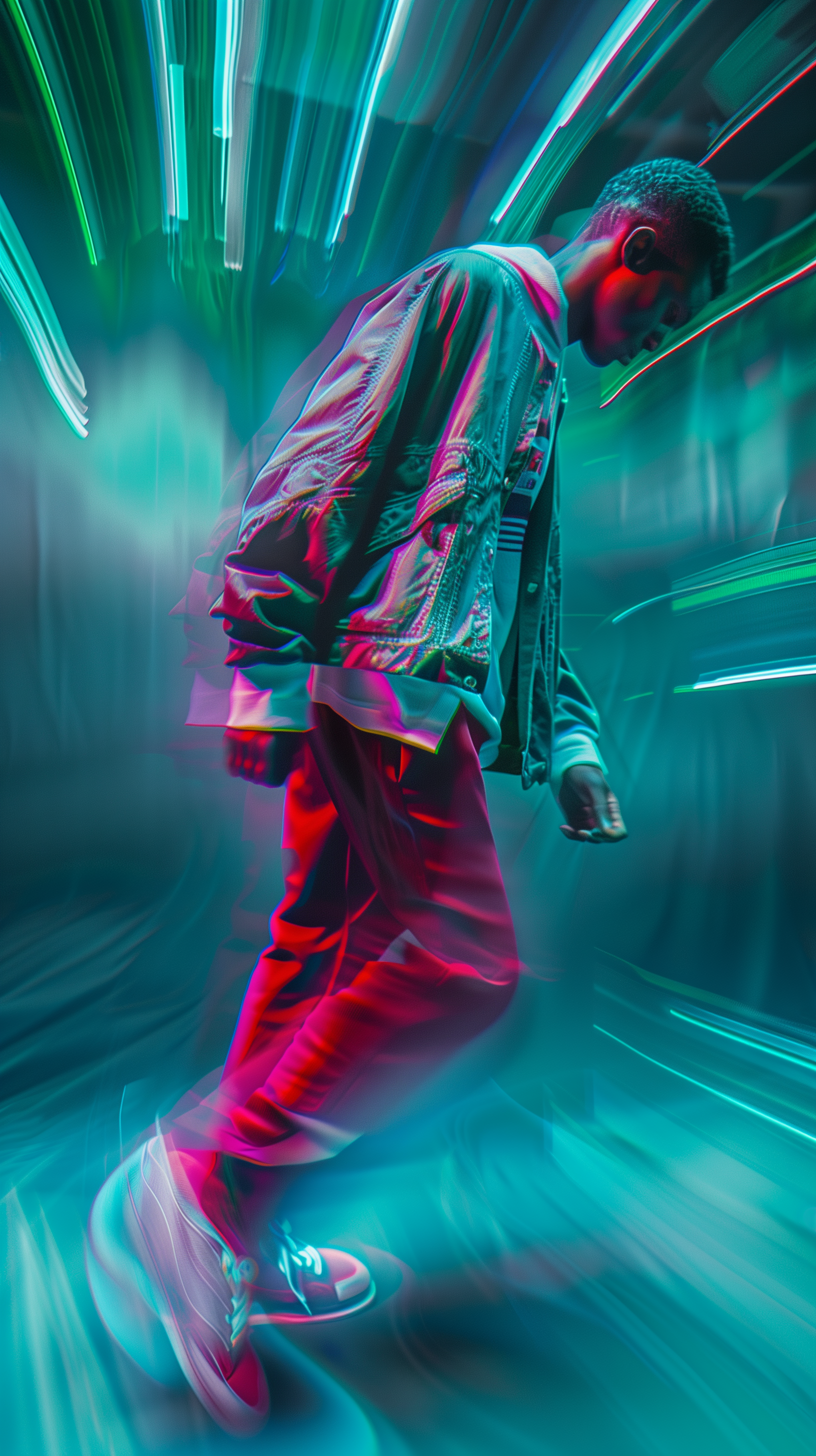 AI generated: Midjourney prompt: photogtaphy, full-body, street wearing, dynamic po... (Midjourney - Fashion)
