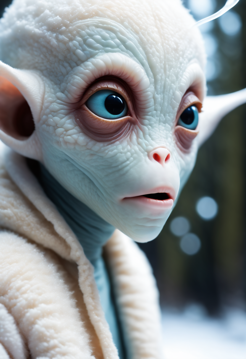 AI generated: Stable Diffusion prompt: An image of an alien, a small, white, and furry cr... (Stable Diffusion - Photography)