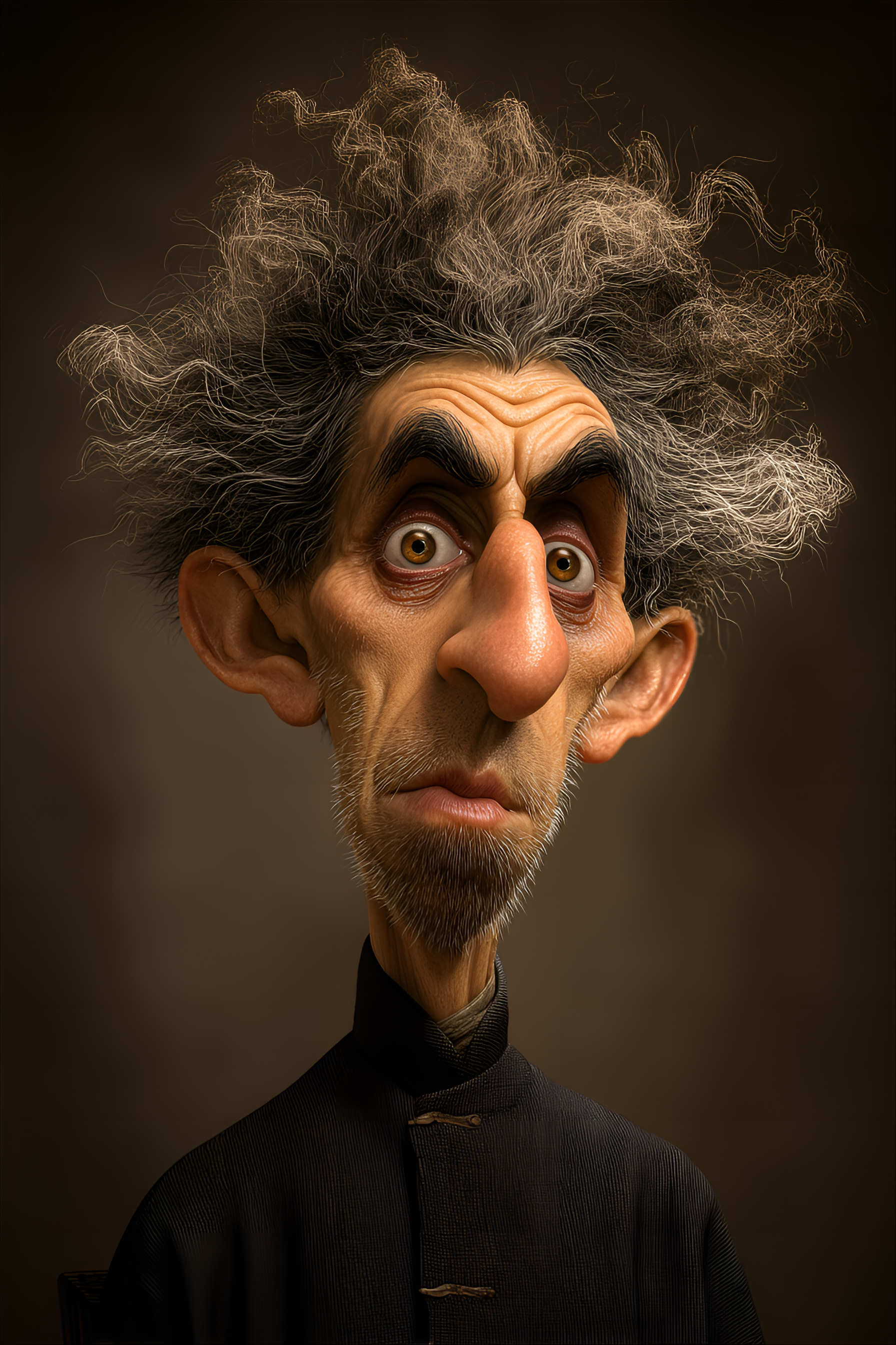صورة مولدة بالذكاء الاصطناعي: Midjourney prompt: funny caricature, eccentric professor caricature, ... (نموذج Midjourney - فن مفاهيمي)