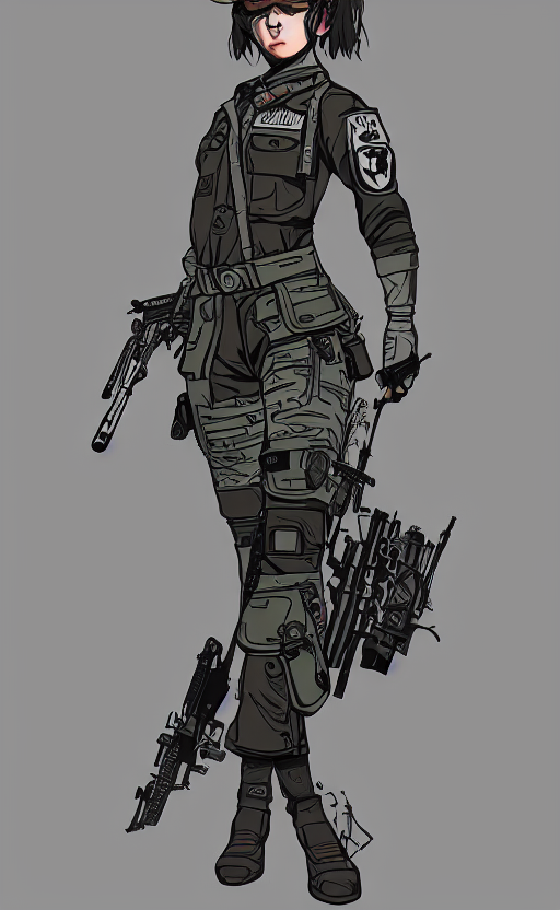 Stable Diffusion prompt: patch design, soldier girl, by k...