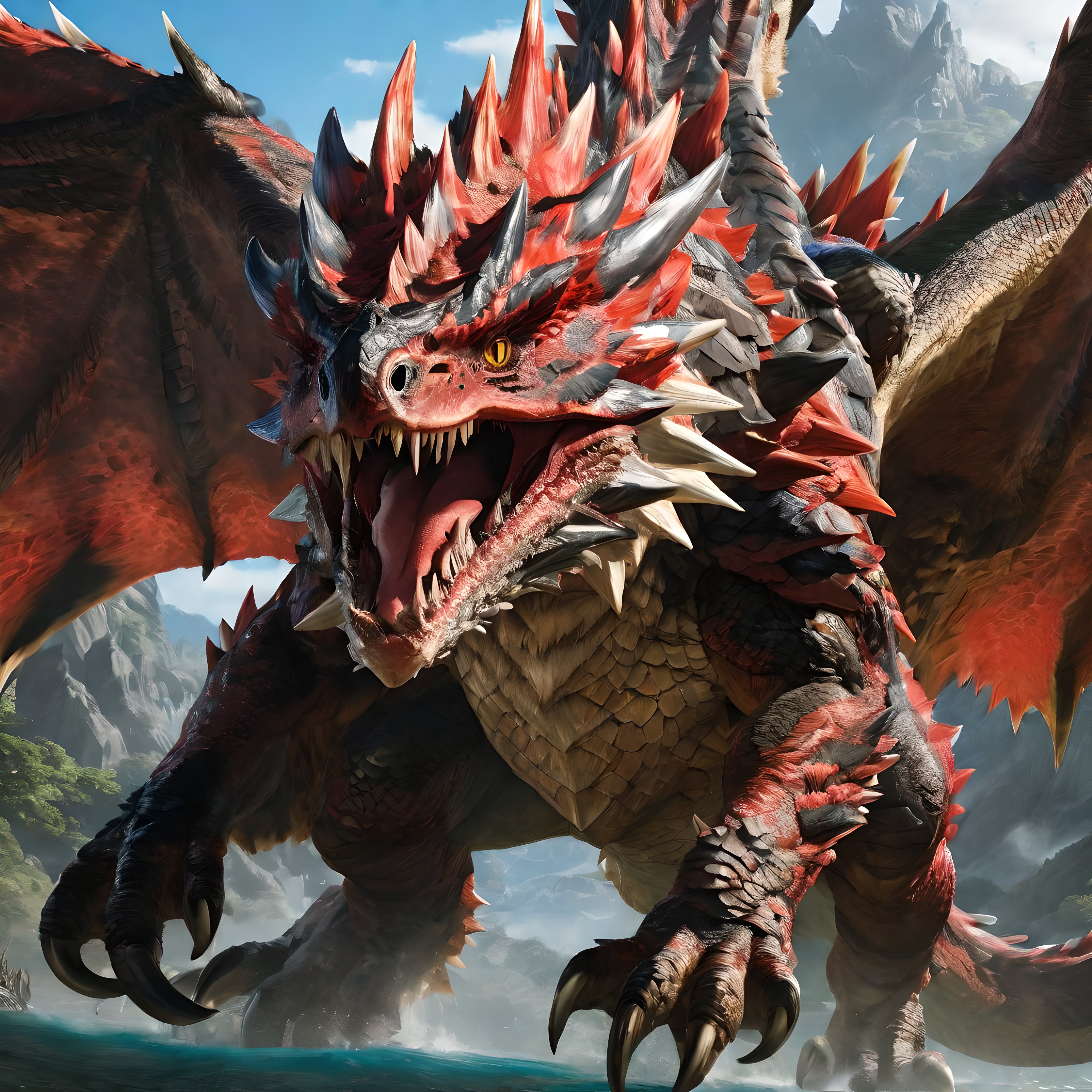 Stable Diffusion prompt: Rathalos from monster hunter, de...