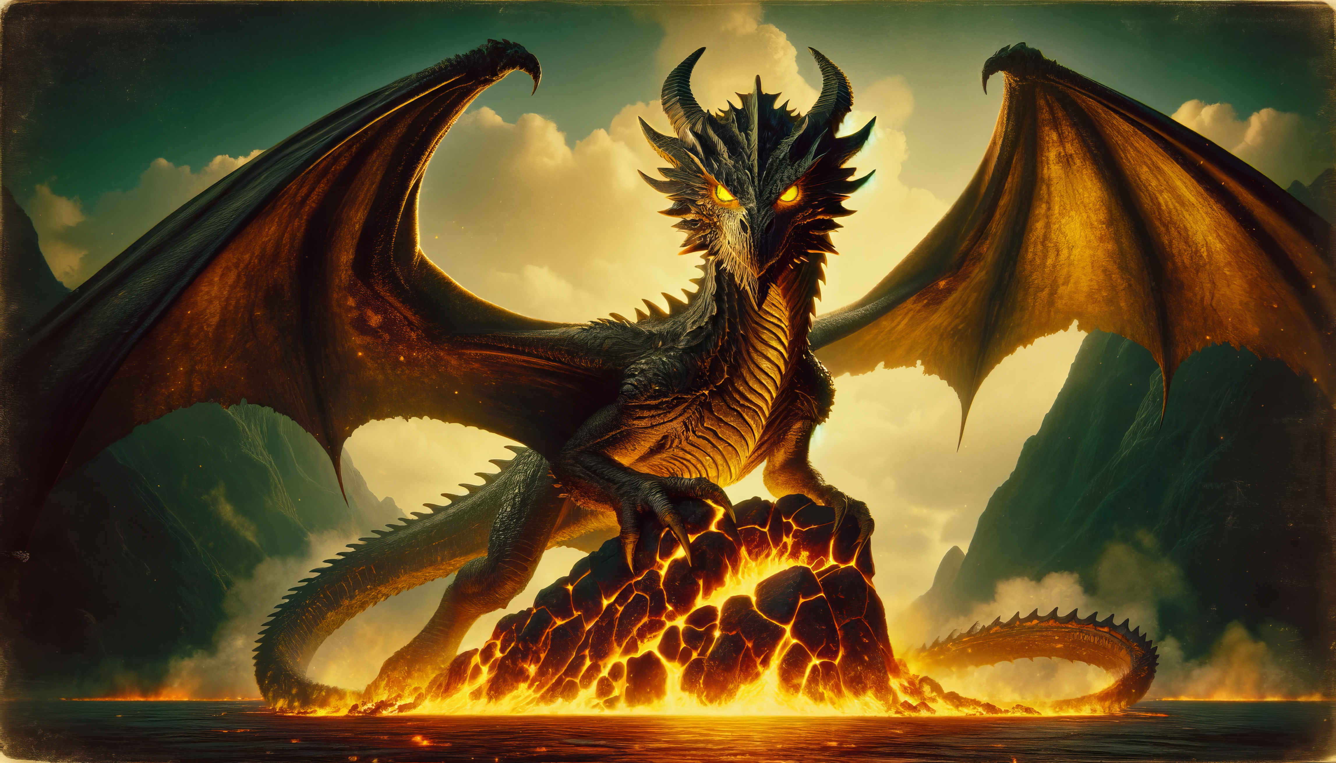 DALL·E prompt: Create an image of the dragon in the style of "old... - DALL·E