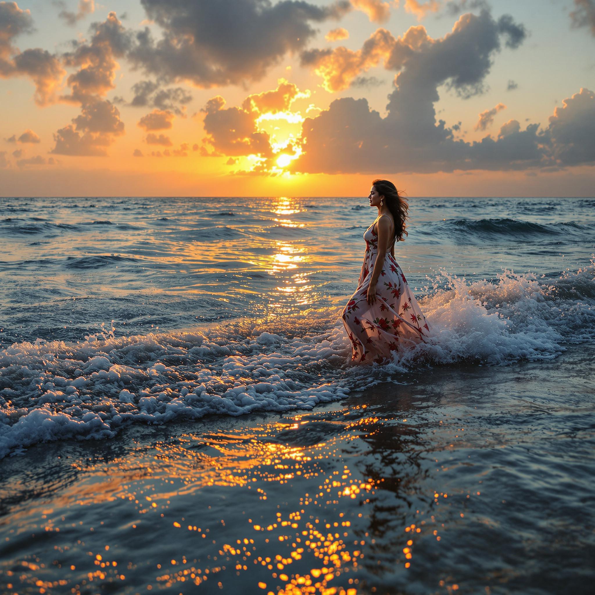 FLUX prompt: The image features a Indian woman standing i...