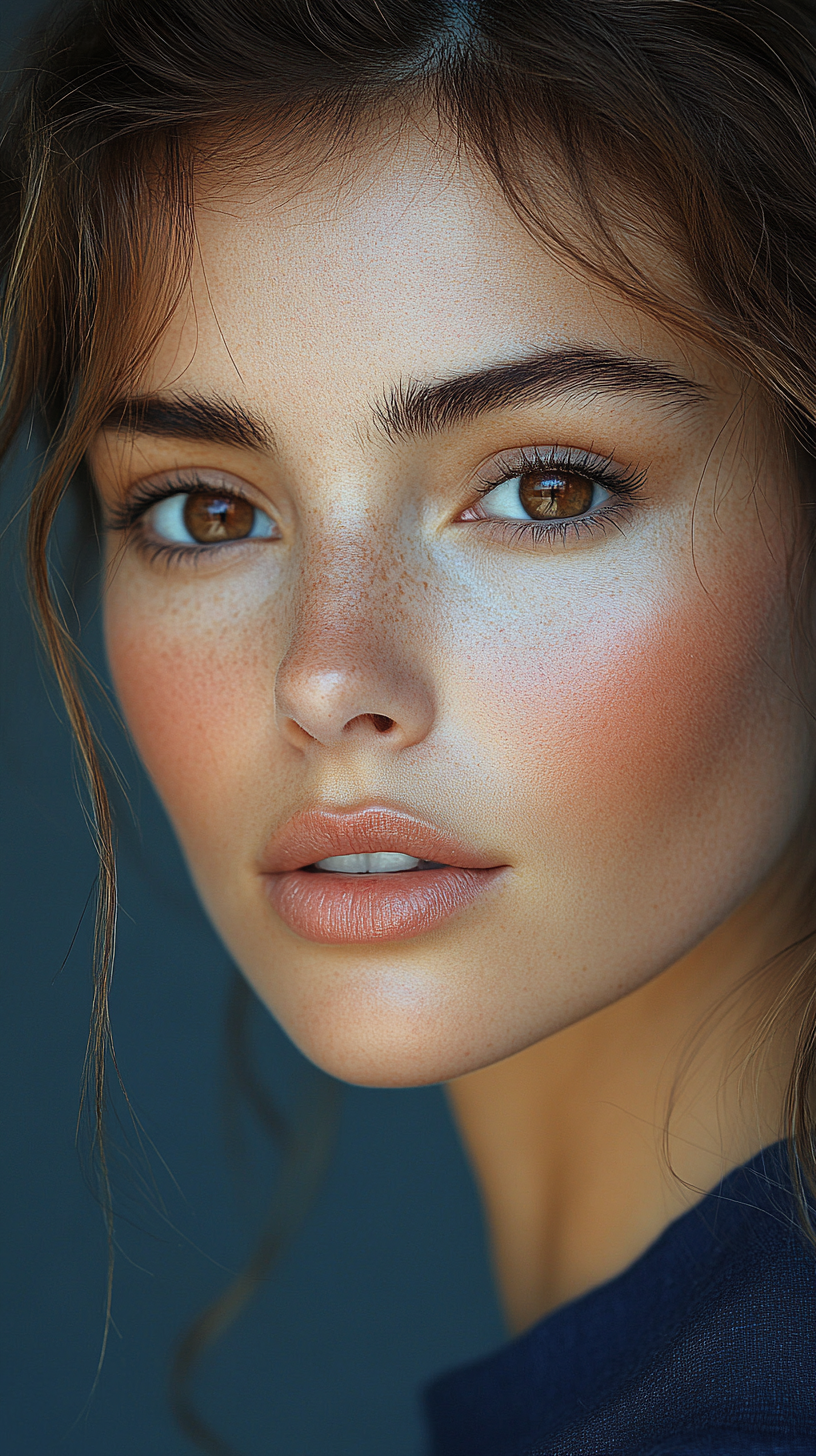 AI generated: Midjourney prompt: the face of a woman with brown eyes, in the style ... (Midjourney - Photography)