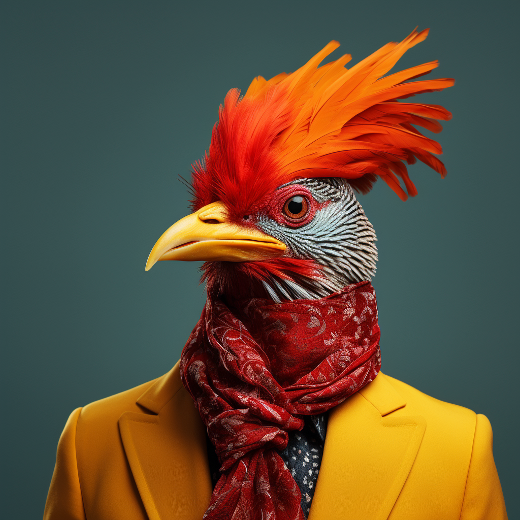 صورة مولدة بالذكاء الاصطناعي: Midjourney prompt: Image that shows a bird, in the style of androgyno... (نموذج Midjourney - حيوانات وطبيعة)