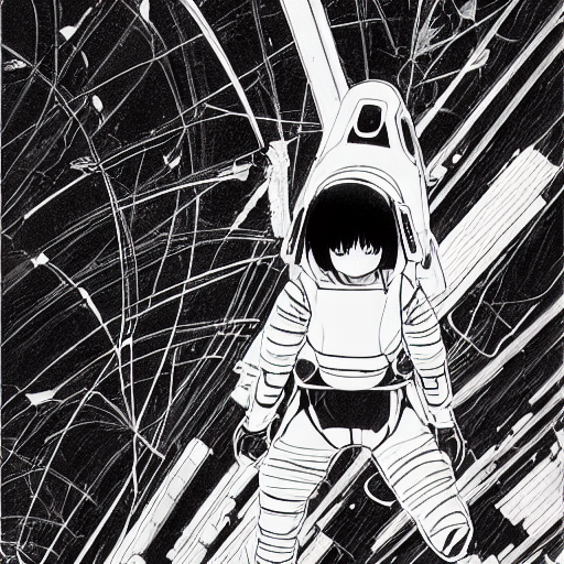 Stable Diffusion prompt: Girl in spacesuit, spaceship ins...