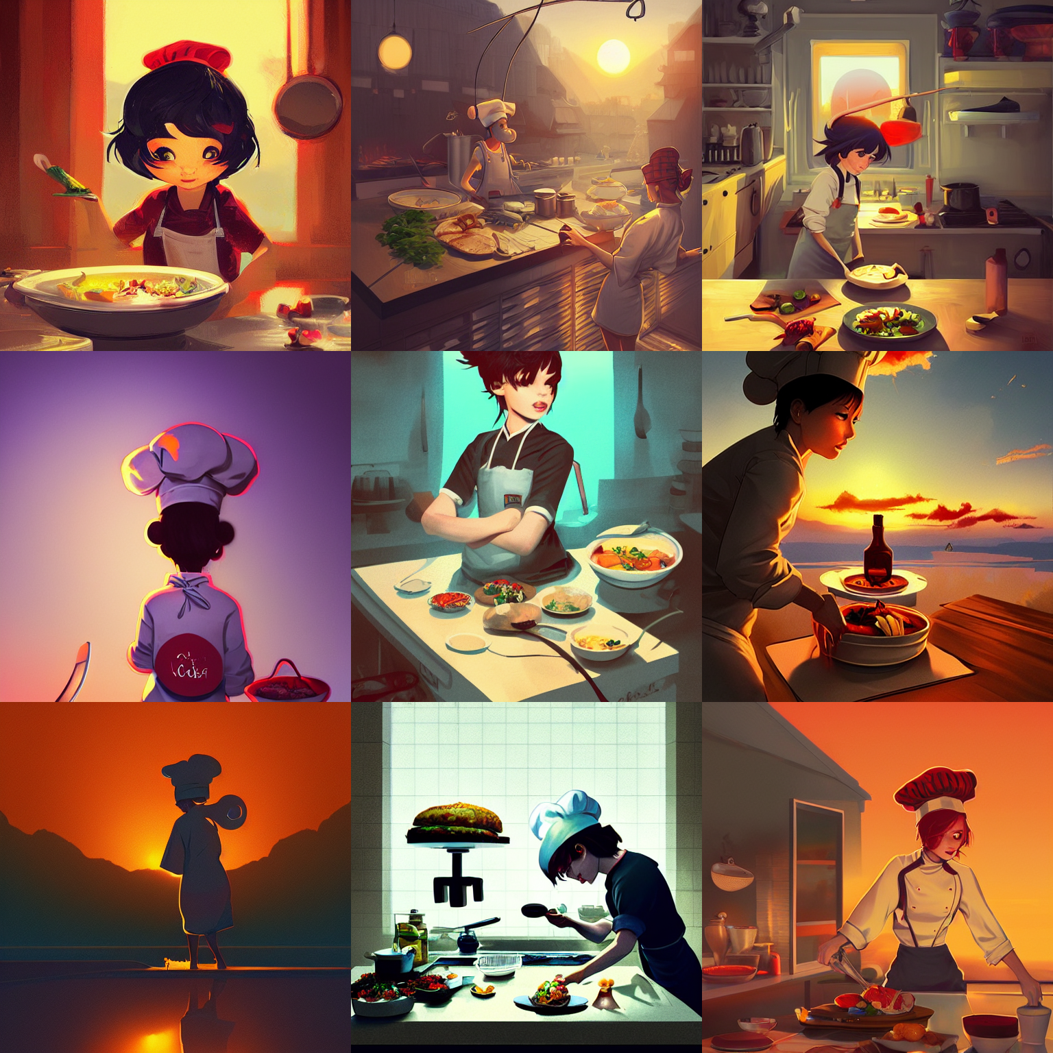 Stable Diffusion prompt: mouse chef, cooking, kitchen, tr...